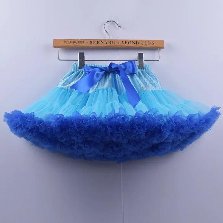blue and royal blue Модная юбка-пачка девочек яркая детская одежда Вечерние пышные детские юбки-американки принцесс танцевальный костюм балета для детей от 0 до 16 лет - Цвет: blue and royal blue