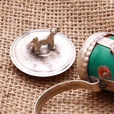 Старинный изысканный АНТИЧНЫЙ ТИБЕТСКИЙ серебро зеленый фарфор &quotХорошее