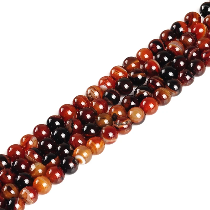 

High quality natural stone multicolor stripe round loose ball Beads 15" Strand 4 6 8 10 12 14MM DIY Jewelry Making bracelet