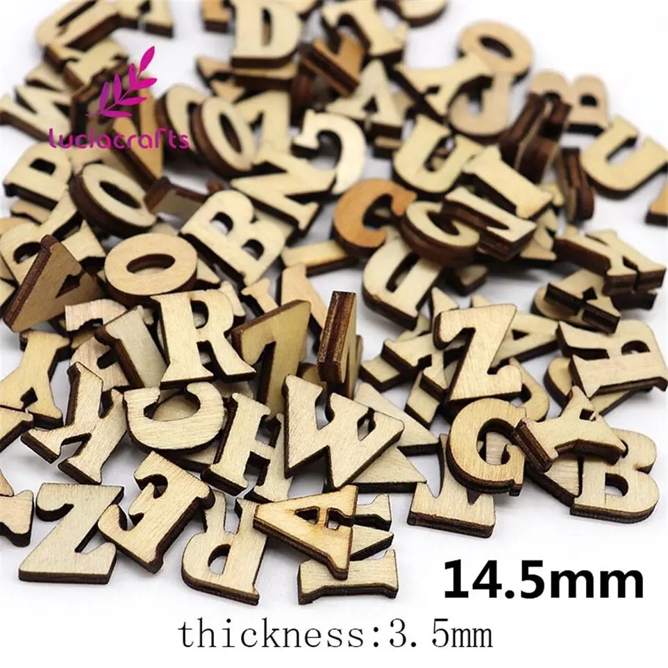 Natural color 100pc 50 шт/100 шт./лот прибл. 12*15 мм/14,5 мм/22 мм натуральные красочные деревянные буквы с отверстиями DIY ручной работы украшения E1105 - Цвет: Natural color 100pc
