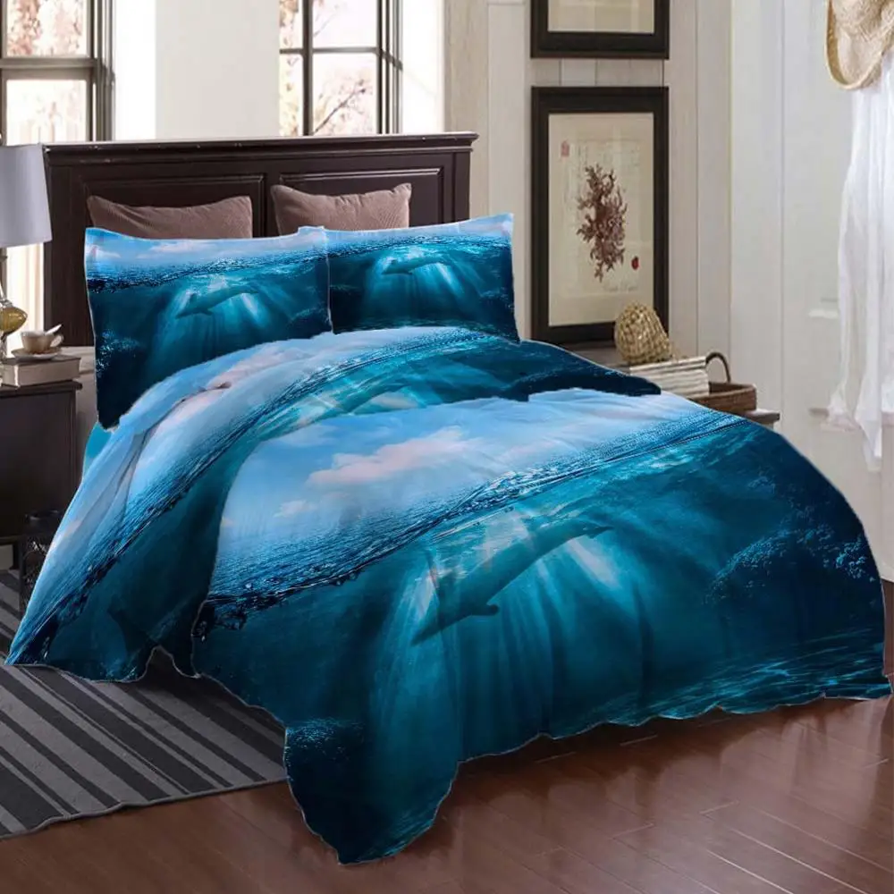 Sea life turtle Bedding Quilt Cover Duvet Set Pillowcase Microfiber Soft Comforter Bedroom Single Queen King | Дом и сад