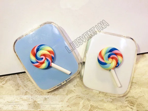 LIUSVENTINA DIY милый Радужный чехол для контактных линз с пейсли леденец контактные
