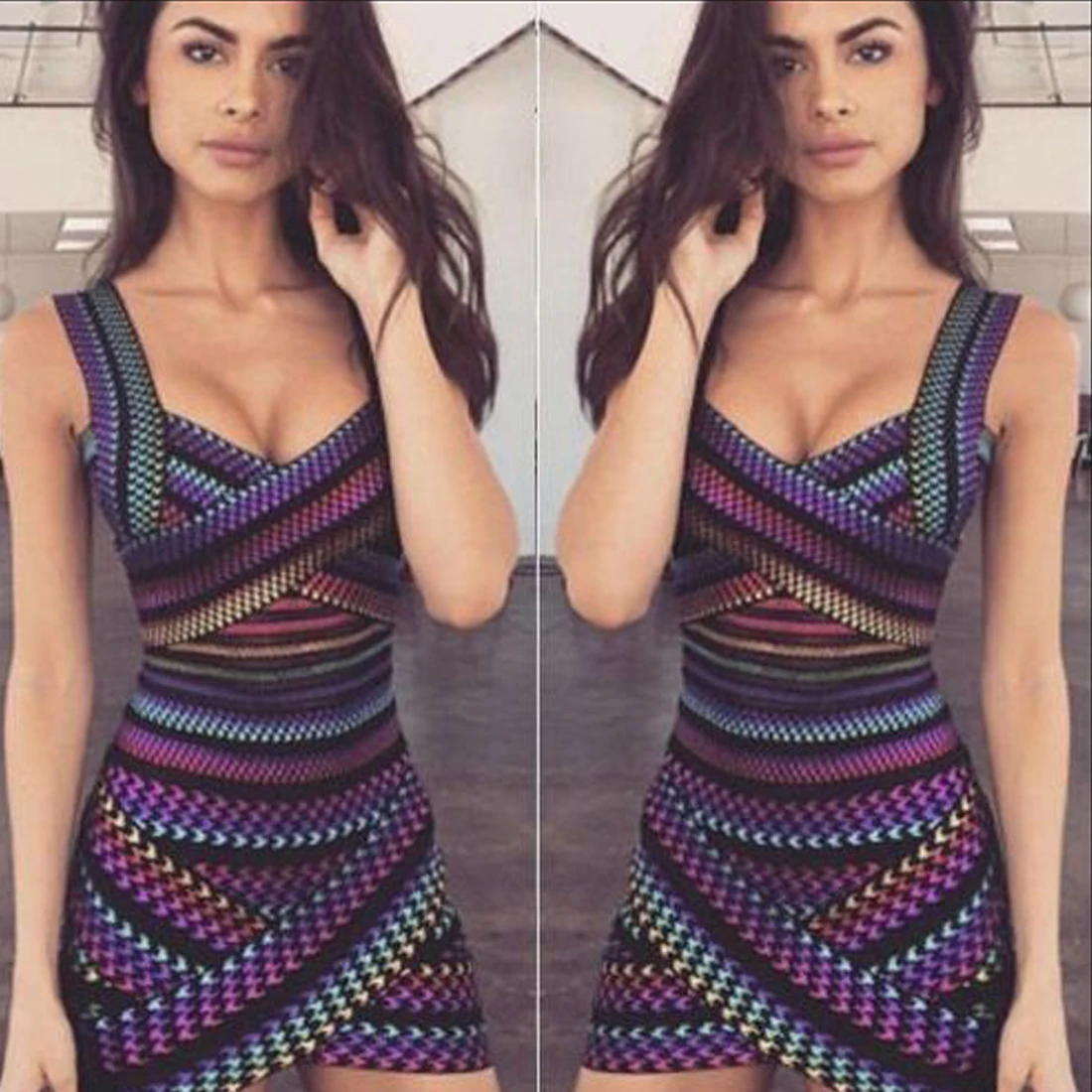 Летнее платье с принтом 2017 многоцветные Вечерние платья на тонких бретельках