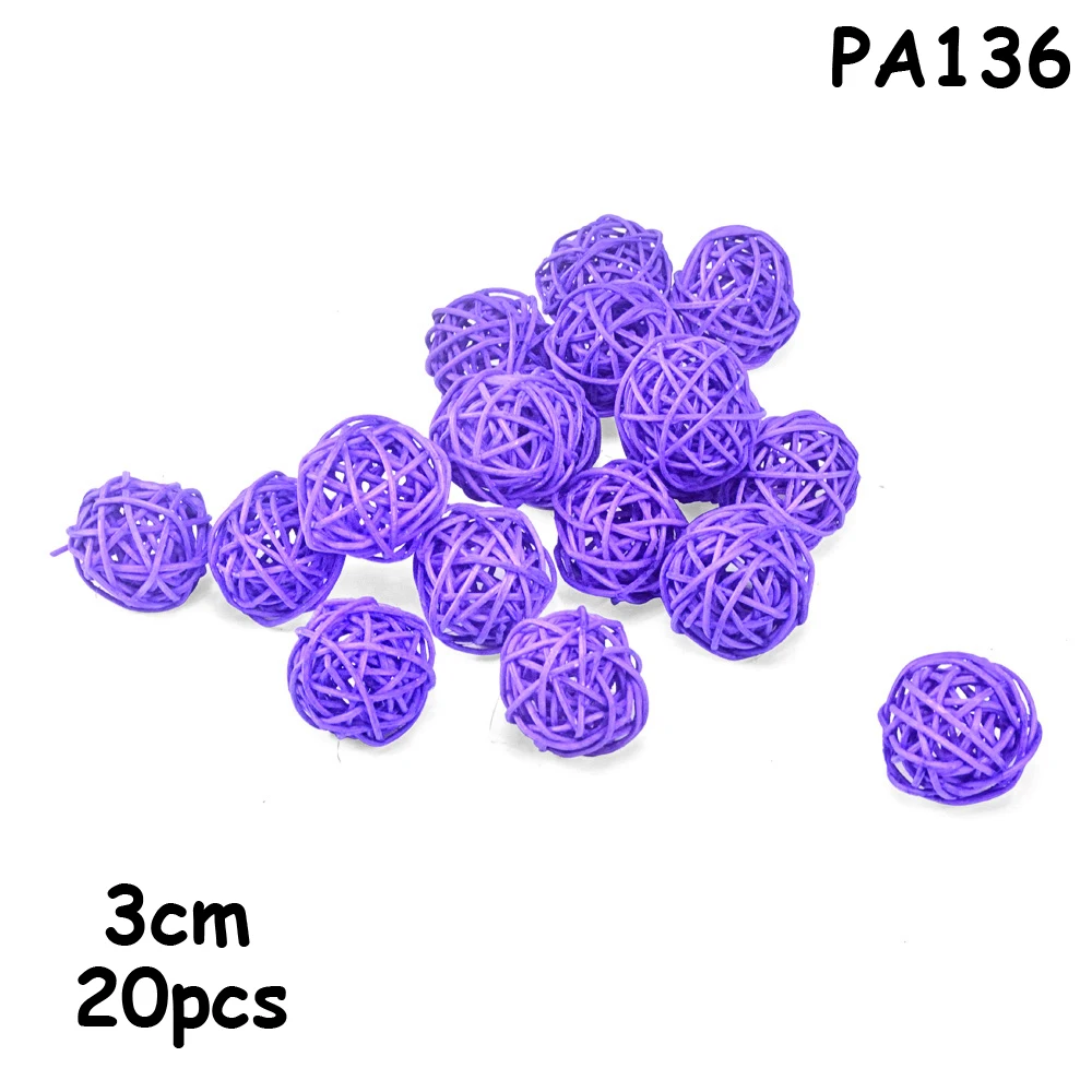 PA136 L purple 20 шт./лот, 3 см, детский ротанговый шар для душа, Новогоднее украшение из ротанга, плетеные шары, вечерние украшения, сделай сам, Сепак, мячи takraw - Цвет: PA136 L purple