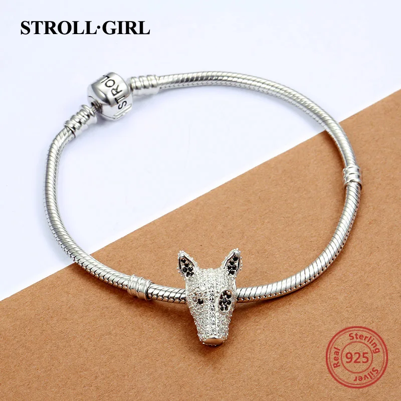 Strollgirl серебряные бусины 925 пробы верные партнеры Французский Бульдог собачка животное талисманы подходят для женщин очаровательные браслеты собака DIY ювелирные изделия