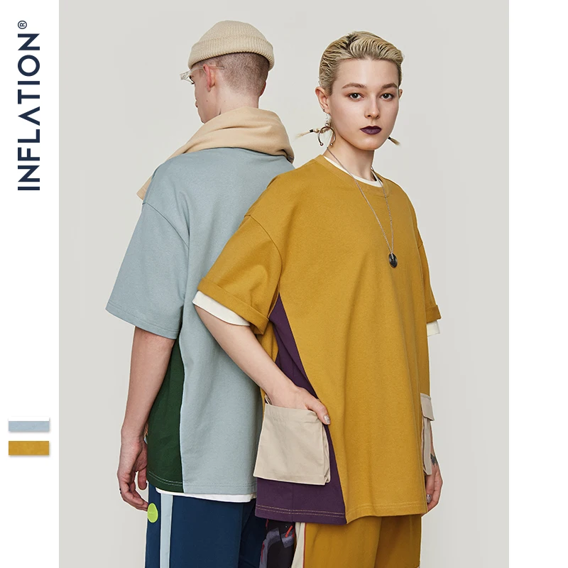 Инфляция 2019 Классическая уличная одежда сшитая карманная футболка мужская