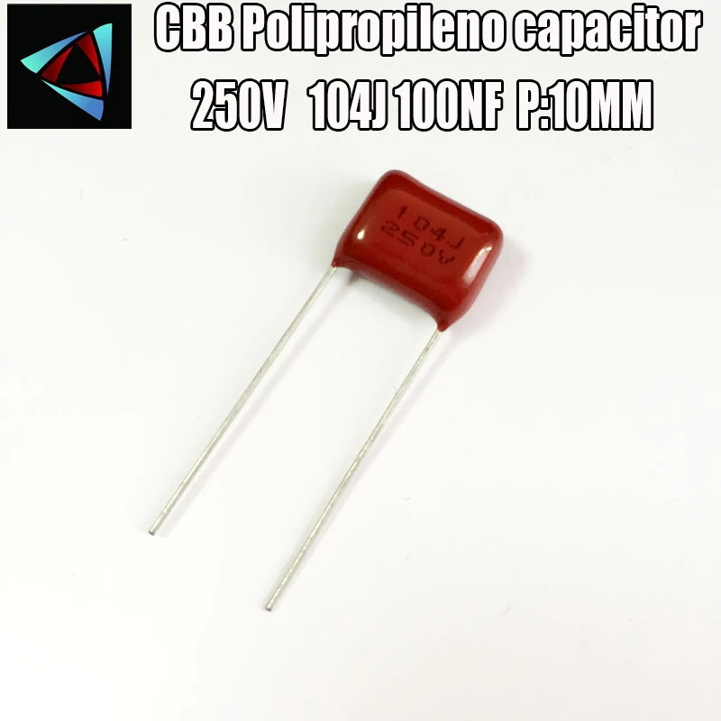 20 шт 250V 104J 100NF 0,1 мкФ шаг 10 мм CBB filme de Polipropileno конденсатор