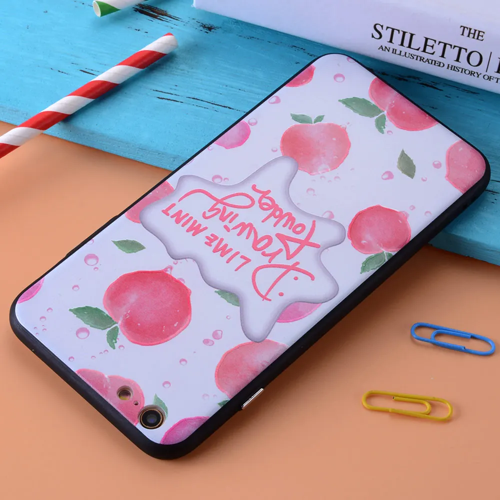 Дергаться розовый мультфильм свежие фрукты сочный персик чехол для Apple iPhone 6/6 S