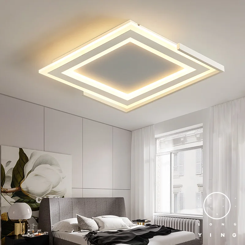 

Новая квадратная светодиодная люстра диаметром 520/мм, черная/белая отделка, Современные светодиодные люстры для гостиной, спальни, основной...