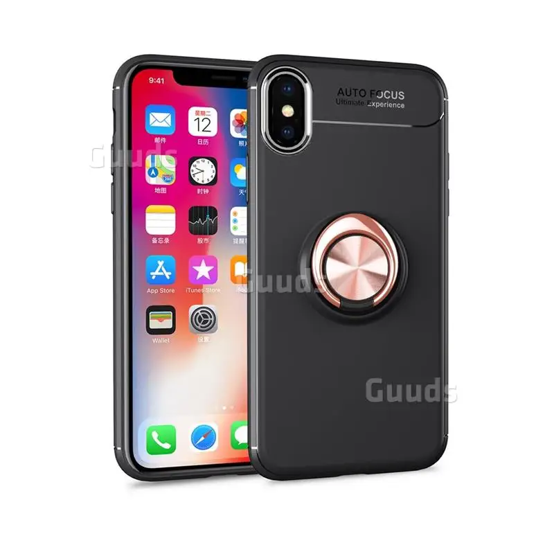 Для iPhone 8 7 6s 6 Plus SE 5S 5 TPU чехол с автофокусом невидимое кольцо держатель мягкий чехол для телефона для iPhone X(5,8 дюйма