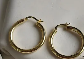 gold Классические 925 пробы серебряные хип-хоп круглые серьги-кольца для женщин, подлинные серебряные ювелирные изделия, подарок - Окраска металла: gold