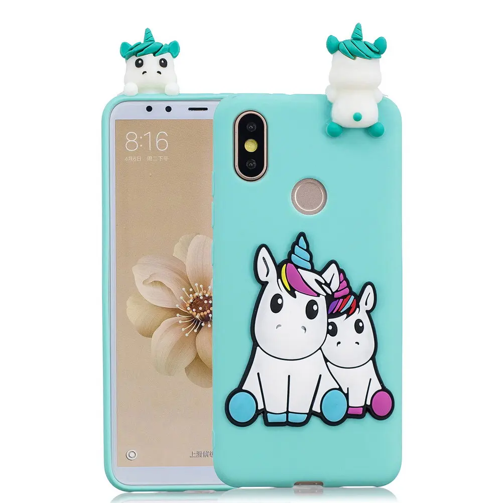 Силиконовый 3D чехол для Xiaomi Mi A2 милый мягкий из ТПУ с изображением единорога