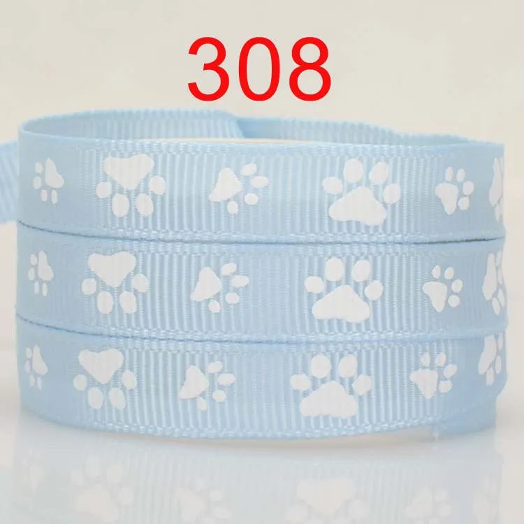 Новый 3/8 &quot9 мм белых собак paw узор лента корсажная с рисунком бесплатная доставка