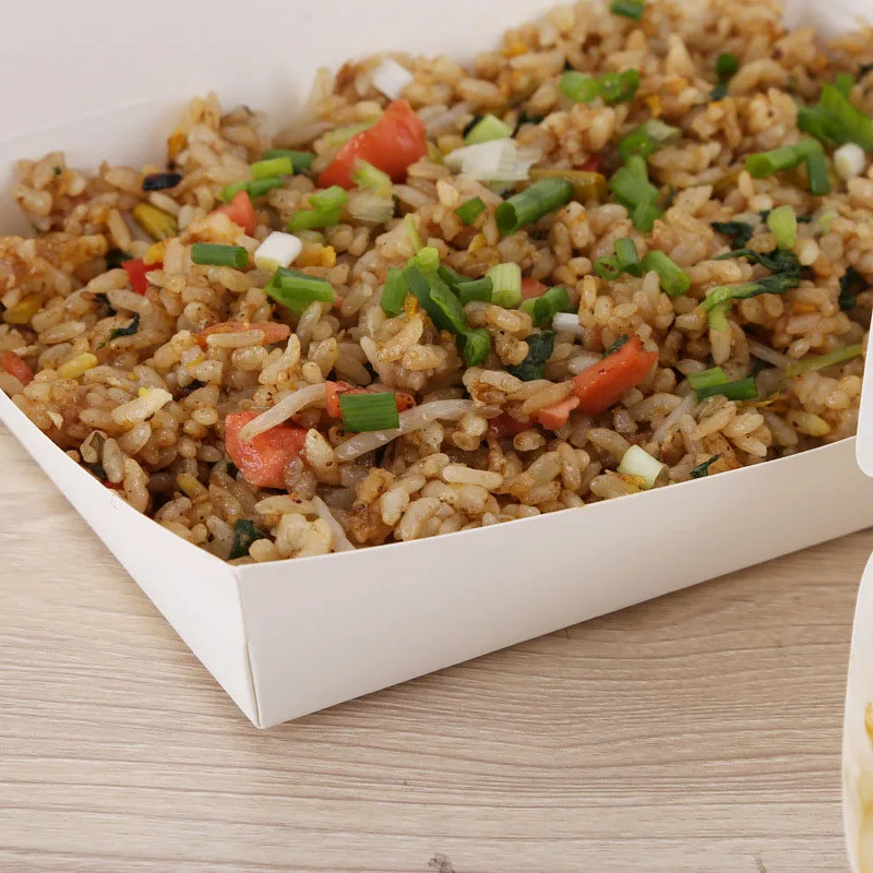 Одноразовая коробка на вынос белая карта бумажный лоток для еды биоразлагаемый