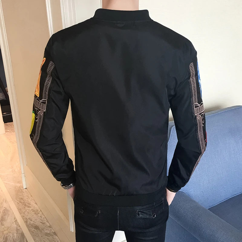 Мужская уличная куртка-бомбер с вышивкой, Chaqueta Hombre, повседневная черная, красная, белая ветровка, мужская куртка-бомбер, Social Erkek