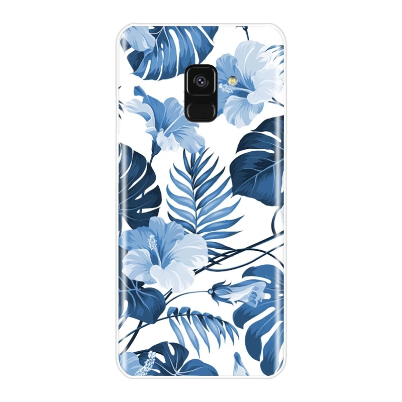 Силиконовый чехол для телефона Samsung Galaxy A6 A8 Plus 2018 мягкая задняя крышка с голубым