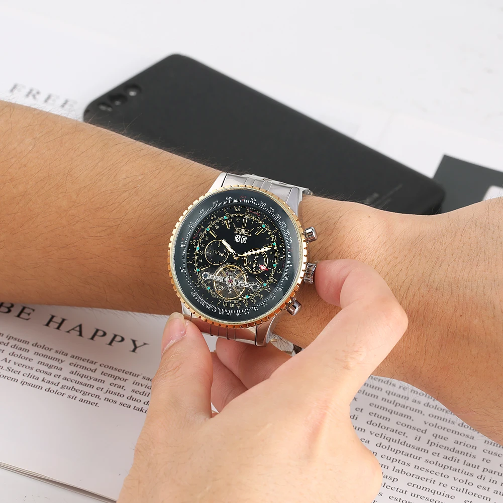 

Top Brand Luxury Skeleton Mechanical Watch Steel Strap Automatic-self-wind Mechanical Men Business Clock relogios masculino