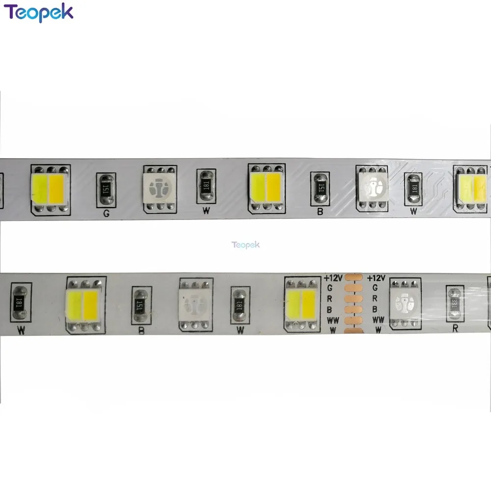 RGB+ CCT светодиодный светильник 5050 SMD 60 светодиодный s/m RGBW Полная Цветовая Регулируемая температура Светодиодная лента RGB CCT 12 В 24 в 10 мм PCB 5 м/лот