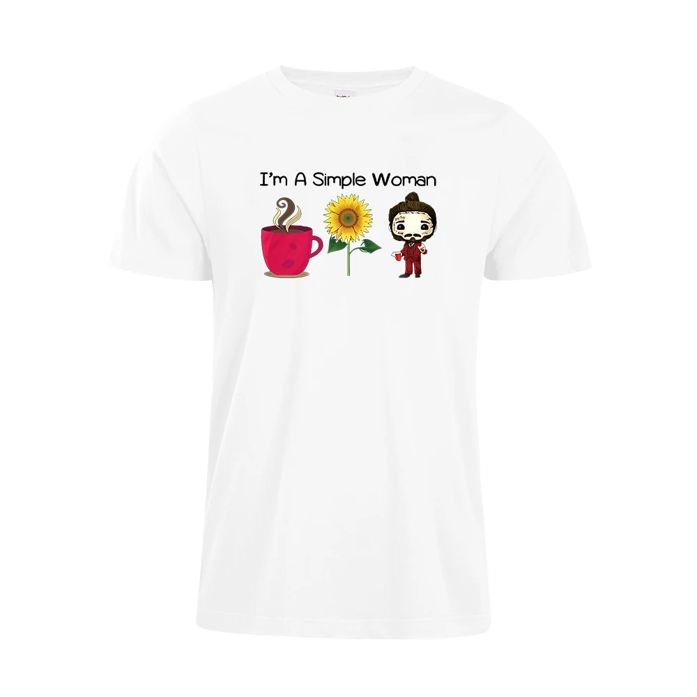 I'm a simple woman I love coffee sunflower and you summer T-shirt ladies full cotton tshirt | Женская одежда