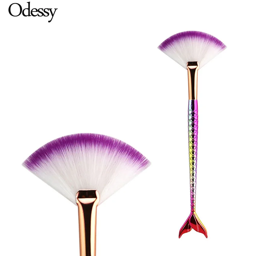 Одиночный вентилятор в форме русалки мягкая кисточка для макияжа румяна