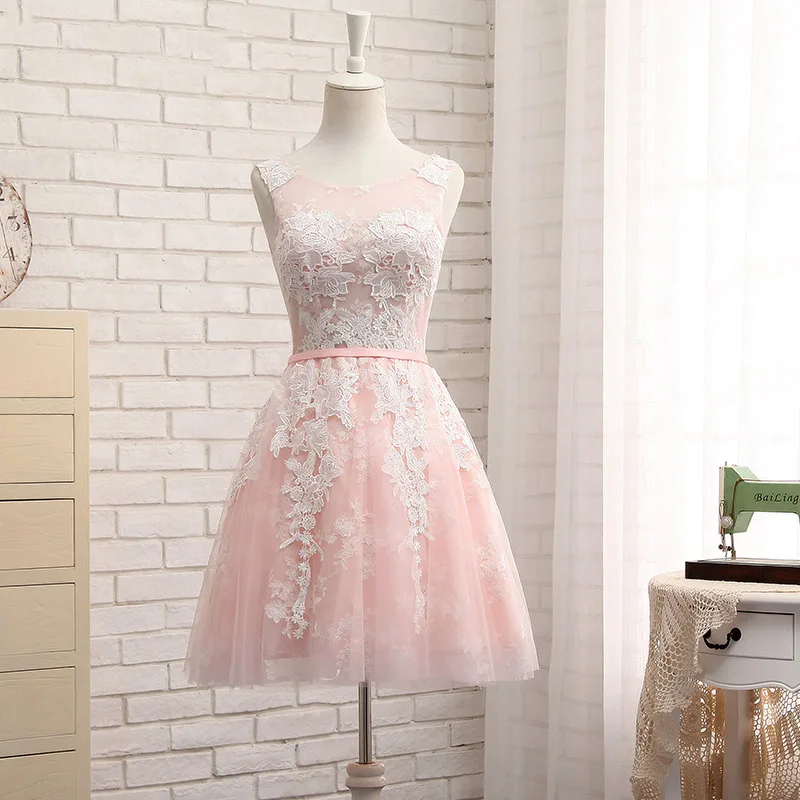 Женское короткое вечернее платье-трапеция ALIMIDA серебристо-розовое платье с