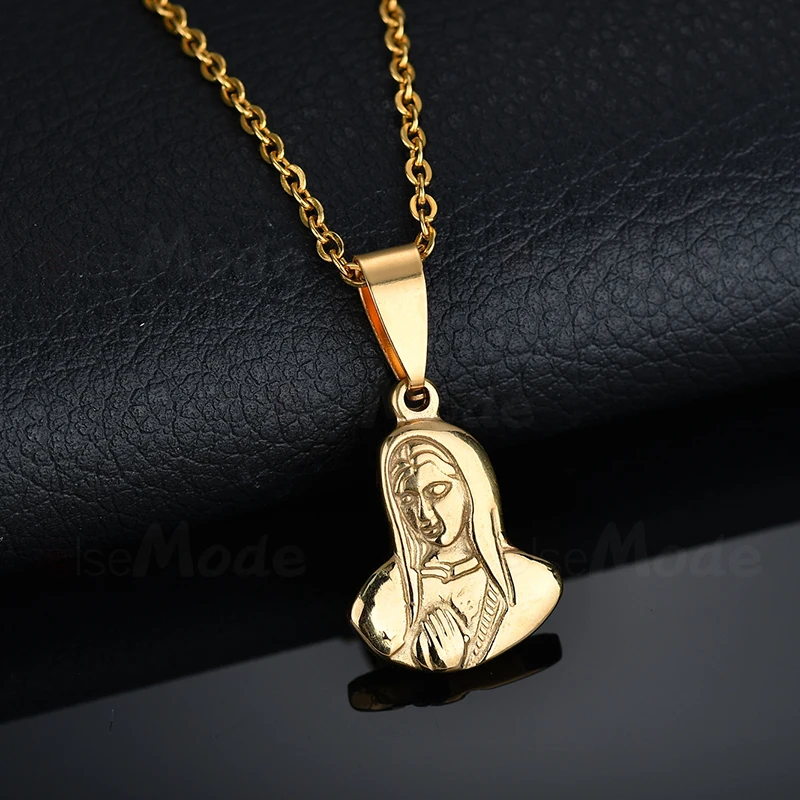 Женский кулон ELSEMODE Tiny Blessed Virgin Mary золотые католические украшения из нержавеющей