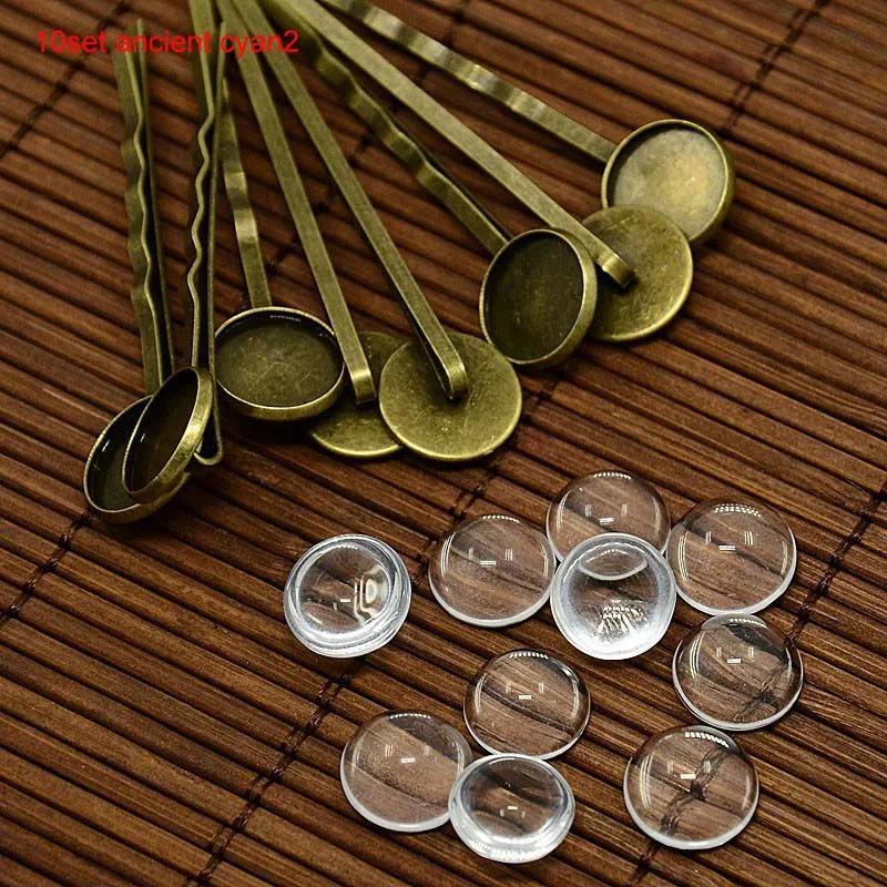 10set ancient cyan2 Лоток из цинкового сплава Diy ювелирные аксессуары 3D Блеск Шарм заготовки База Установка бусины точка кулон Пришивные коготь аксессуары - Цвет: 10set ancient cyan2