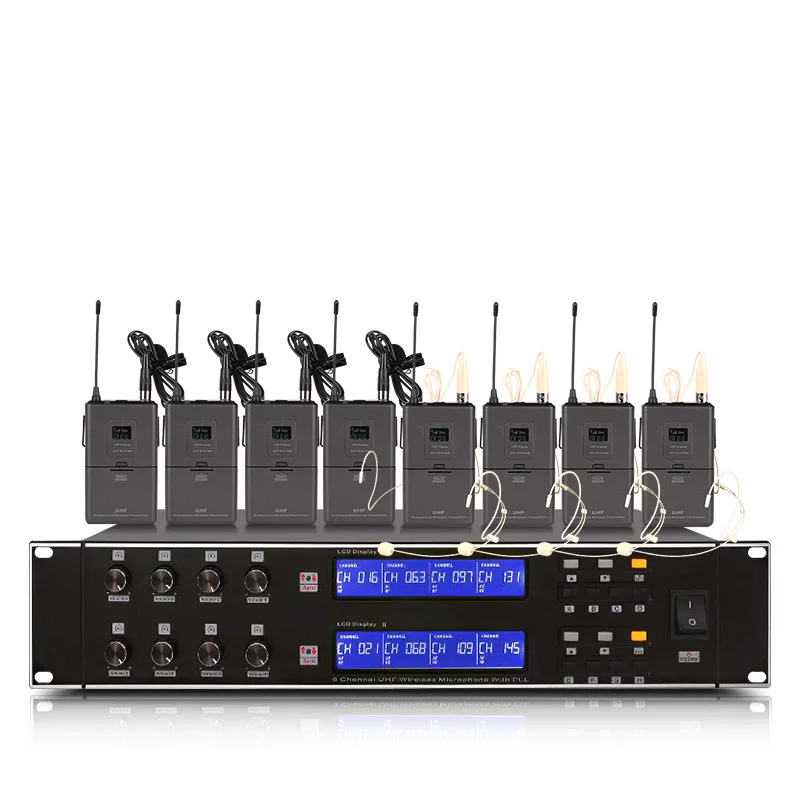 ERZHEN Профессиональная Беспроводная микрофонная система UHF8 канальный ручной отворотом конденсаторная гарнитура караоке микрофон студия 900GTAmic - Цвет: Красный