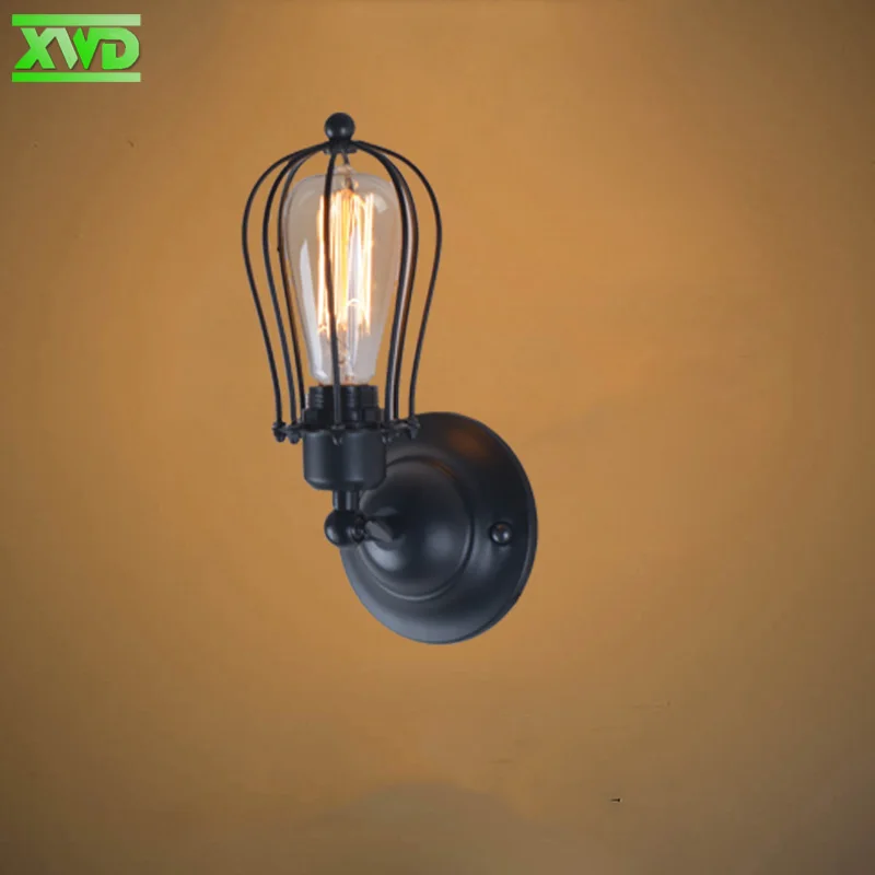 Винтажный светодиодный настенный светильник с железной рамой для помещений