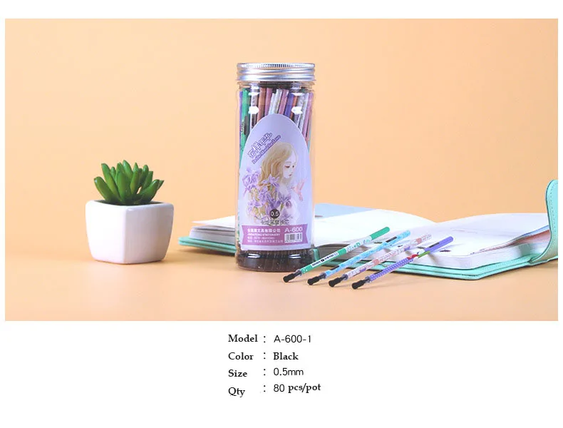 80 шт Kawaii gelpen автоматическая заправка из 2 предметов gelpen 0,25/0,28/0,35/0,38/0,5 мм с черными чернилами микс модных дизайнов и плавность линий Самые низкие цены