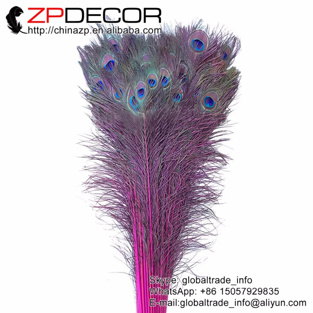 

ZPDECOR 100 шт./лот 40-45 см (16-18 дюймов) непосредственно окрашенные ярко-розовые перья павлина Прямая продажа с фабрики дешевые продажи