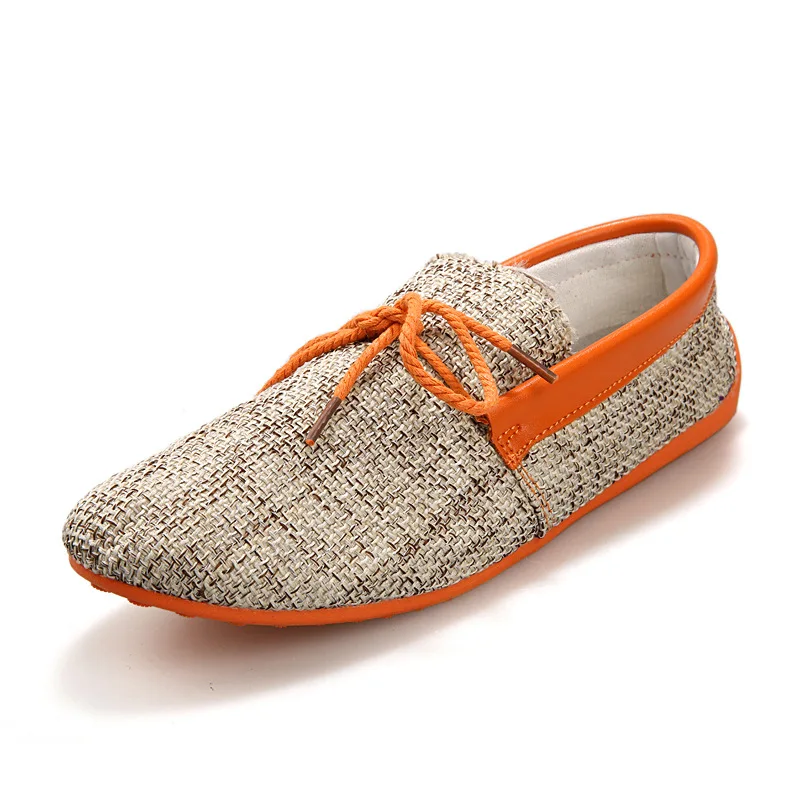 OLOMM/мужская повседневная обувь дышащая льняная Тканевая на английском каблуке