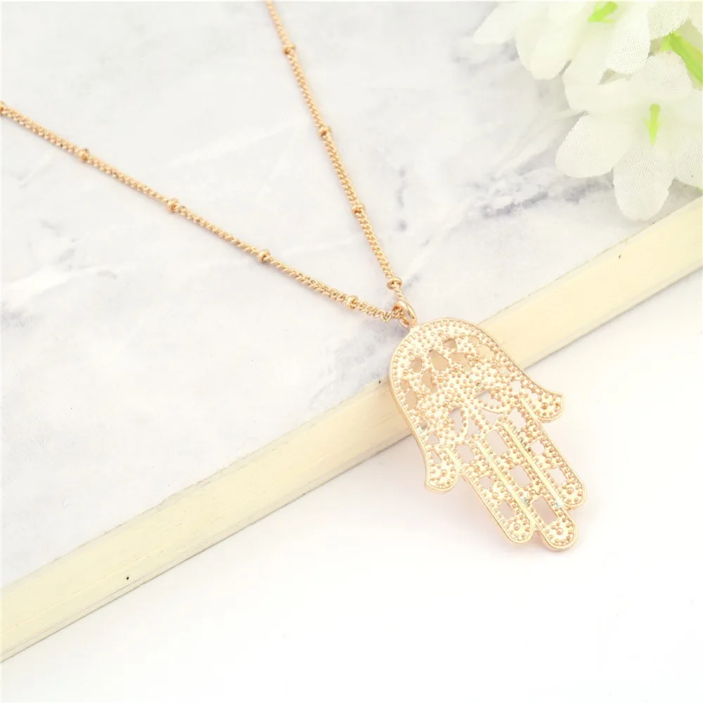 Женское ожерелье с подвеской в виде глаза золотого цвета защитой от удачи|hamsa hand