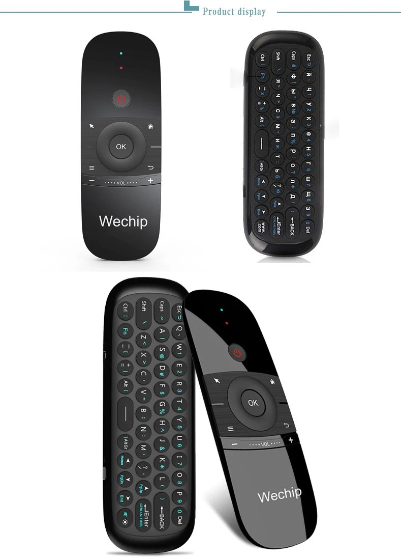 Wechip W1 пульт дистанционного управления 2,4 ГГц Беспроводная Летающая воздушная мышь с клавиатурой полный тачпад ПК для Android tv box X96 IR Learning pk mx3