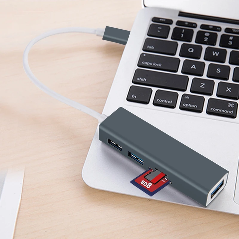 ITSYH USB-C toCARD READER+3x USB 3.0 HUB Multi-Fuctio ADAPTER- Adapter for MacBook WinXP/7/8/Vista C to SD/TF Card Reader |