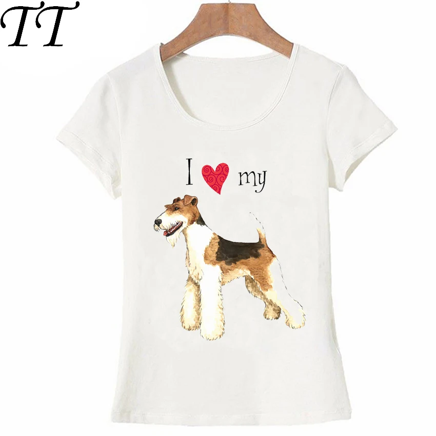 Лето 2021 модная женская футболка I Love my Wire Fox с коротким рукавом повседневные