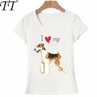 Лето 2021, модная женская футболка I Love my Wire Fox, женская футболка с коротким рукавом, повседневные футболки, милые топы для девушек