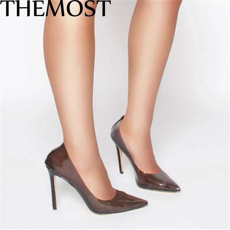 

ARQASummer 2021 New Jelly Sandals Crystal Open Toed Sexy Thin Heels Crystal Women Transparent Heel Pumps lady Plus Size 34-46