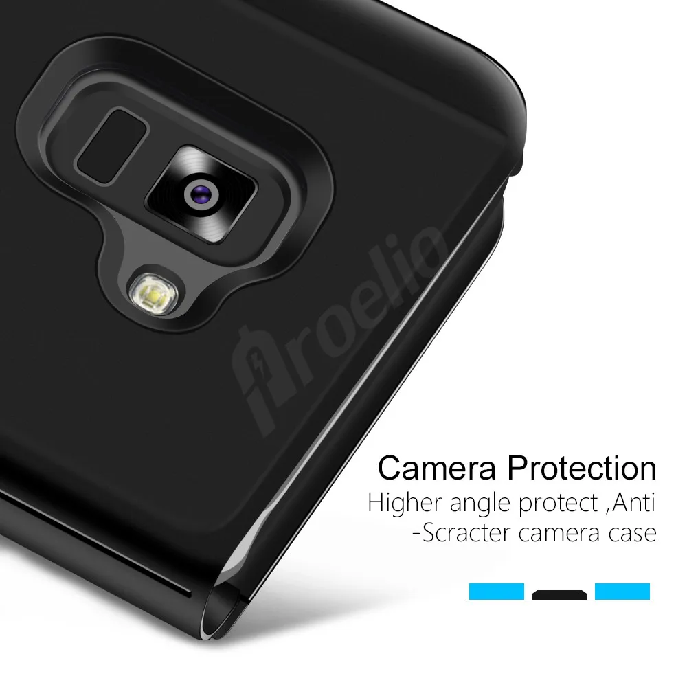 Proelio зеркало флип чехол для Samsung Galaxy A5 A7 A8 2018 Роскошные Clear View Окно Smart Cover мобильный