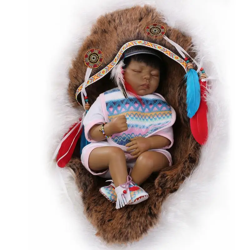 NPK 22 дюймов индийский Стиль винилсиликоновых Reborn Baby Doll шоколад кожи Boneca подарок