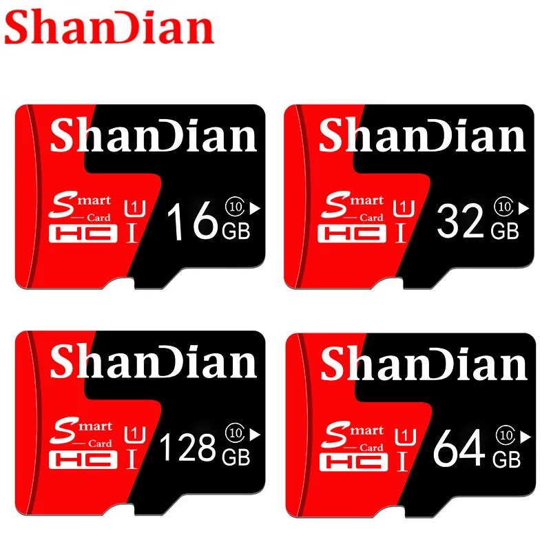Shandian Высокое качество Micro SD карта 4 ГБ 8 ГБ 16 ГБ 32 ГБ 64 Гб карта памяти TF карта Бесплатный SD адаптер Розничная упаковка
