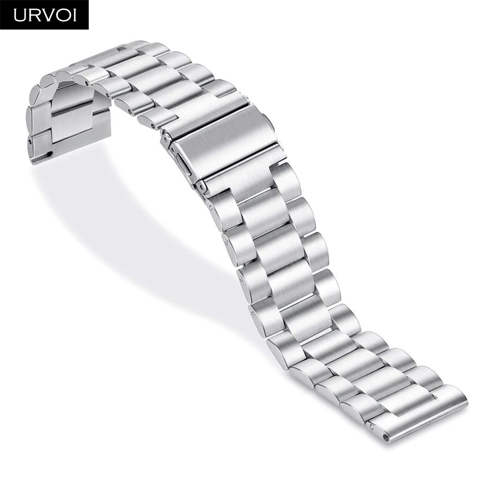 URVOI 3 rows band for Galaxy Watch Active strap stainless steel Fold over clasp quick release durable wrist 4 colors 42 46mm