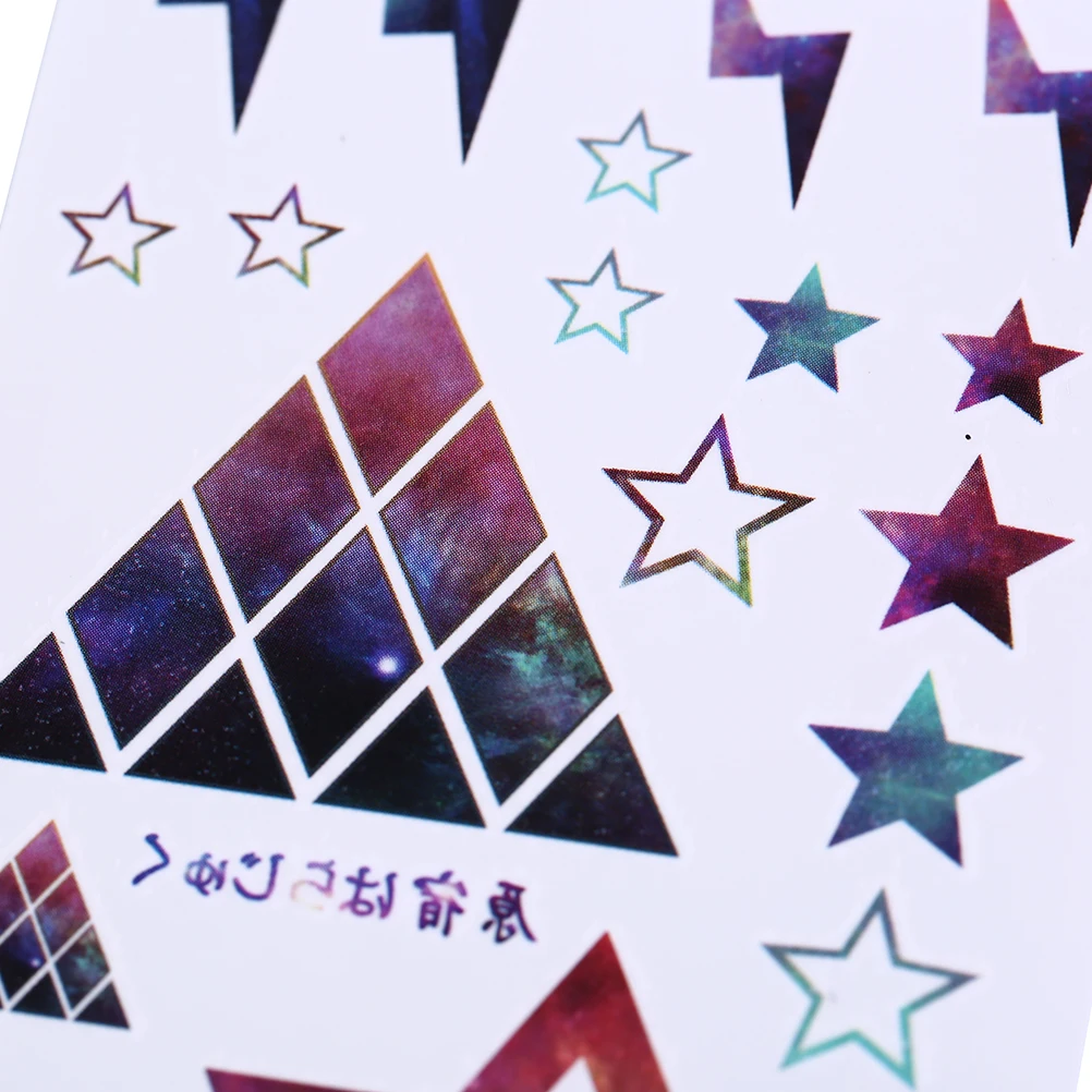 

1 Sheet Colorful Geometric Five Star Tattoo Sticker Waterproof Body Art Temporary Tattoo Stickers