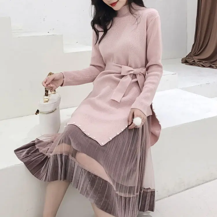 Новая коллекция осень Для женщин жемчуг рядом с высоким плотно облегающим шею