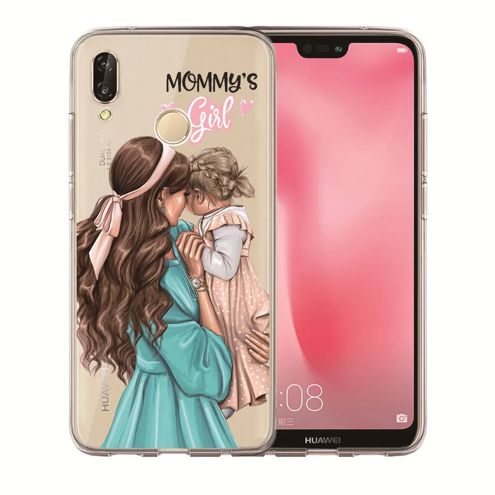 For Huawei Honor 10 9 8 8X 8C 7A 7C 7X 7 6X 6A Lite Coque Etui Luxury Black Brown Hair Baby Mom Girl Queen Princess Phone Case |