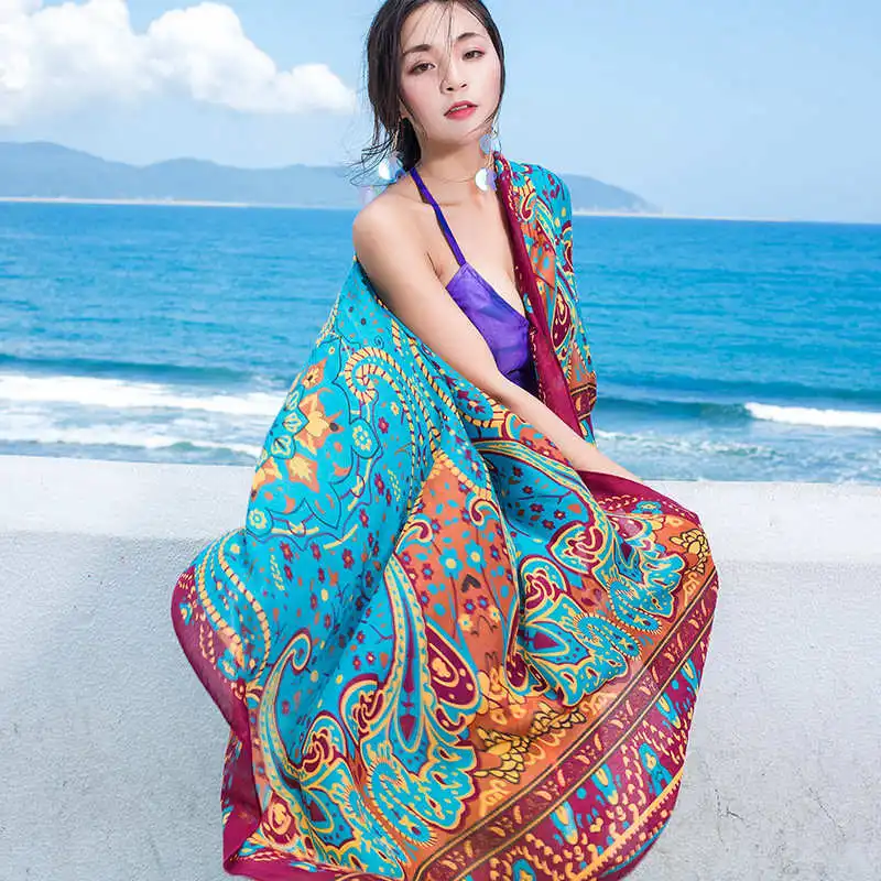 Boho весенне летний женский Шарф Длинный мягкий Пляжный платок Женская шаль