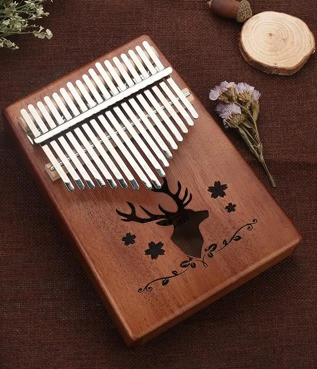 Retro Reindeer 17 клавиш Kalimba дерево красное дерево тело большой палец фортепиано музыкальный инструмент Аксессуары Красочный олень можно выбрать - Цвет: Retro Reindeer