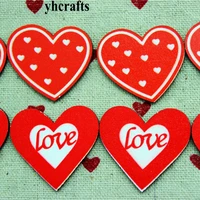10pcslotred love heart wood stickerswedding decoration valentines day ornament wall fridge stickers craft material diy toys