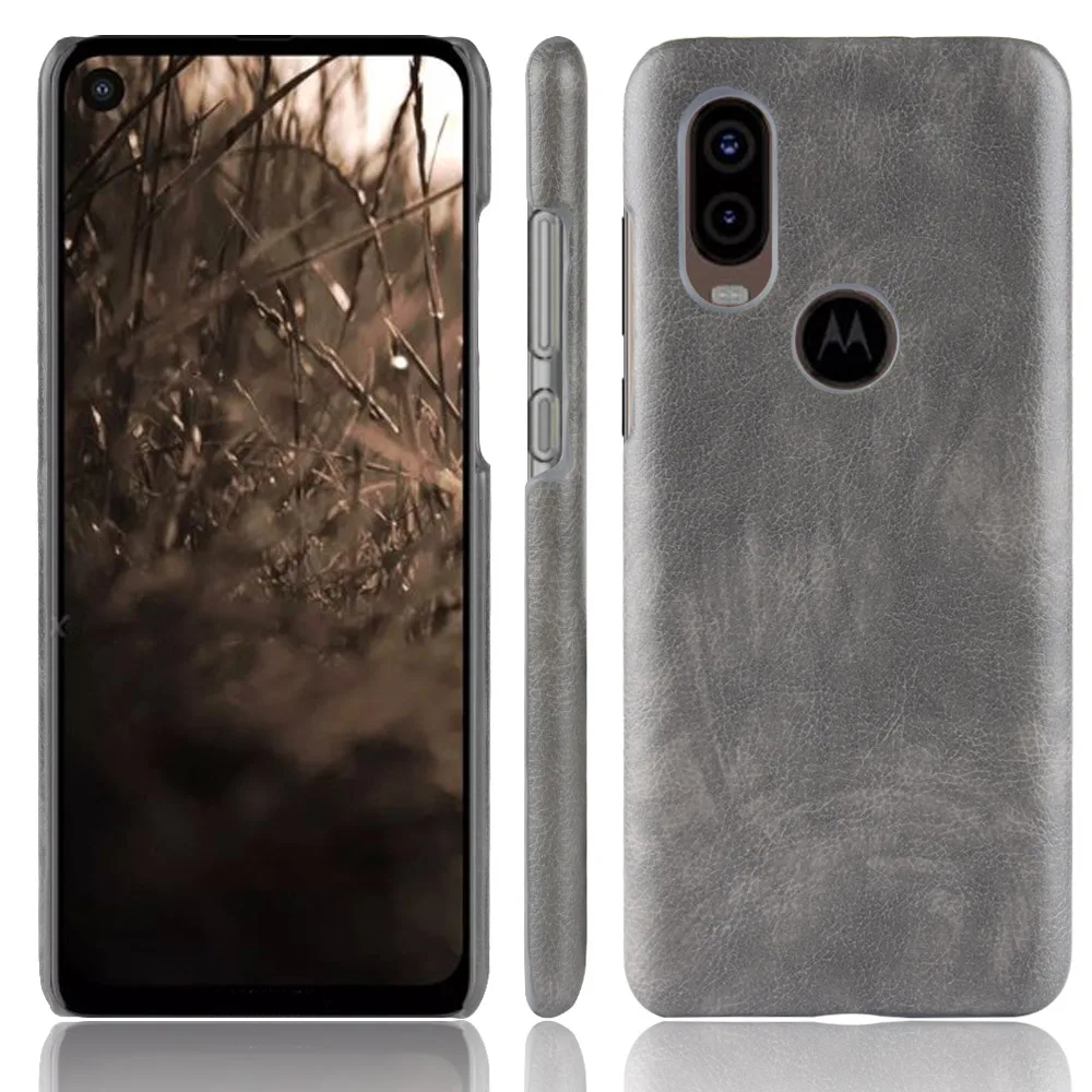 Чехол для Motorola One Vision ретро чехол из искусственной кожи с узором Личи Жесткий