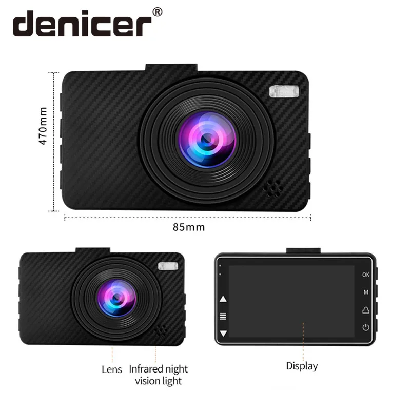 Denicer FHD 1080P Автомобильный видеорегистратор Novatek 96658 DVRs 3 0 &quotАвтомобильный 170
